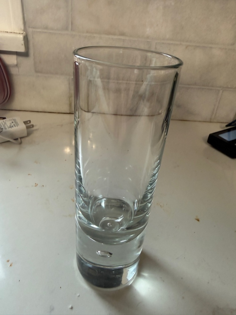 Vintage MCM controlled bubble glass 6” heavy clear vase or highball glass